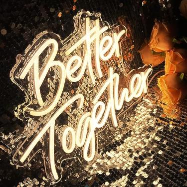 Imagem de Fespcj Neon Sign 'Better Together', USB Powered Warm White LED, Wall Decoration, Wedding, Engagement Party, Bedroom, Living Room (14.6" x 11", Acrílico)