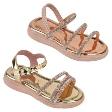 Imagem de KIT Com 2 Pares Sandália Infantil De Menina Feminina Papete Confortável Tratorada Leve Criança SI03 E SI04 (COBRE E OURO, BR, Criança de 4 a 8 anos, Numérico, 23)