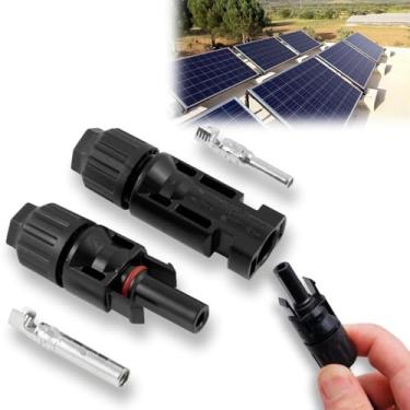 Imagem de Kit 1 Par de Plug Terminal Conector MC4 Cabo Painel Energia Solar Placa Fotovoltaica Instalação de Módulo Inversor Macho e Fêmea