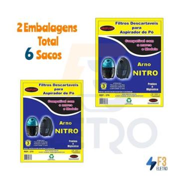 Imagem de 6 Sacos Coletores de Pó em 2 Embalgens para Aspirador de Pó Arno Nitro