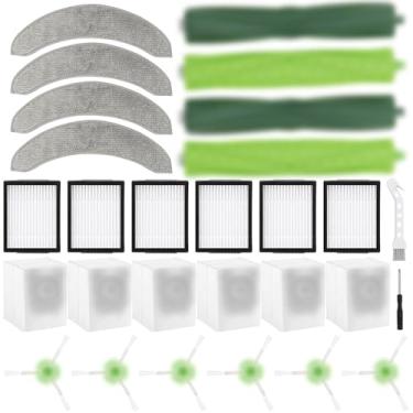 Imagem de Katerelis Pacote com 24 peças de reposição compatíveis com iRobot Roomba Combo j7+/Plus Robot Aspirador de pó, 2 conjuntos de escova de rolo de borracha multisuperfície, 6 filtros, 6 escovas laterais,