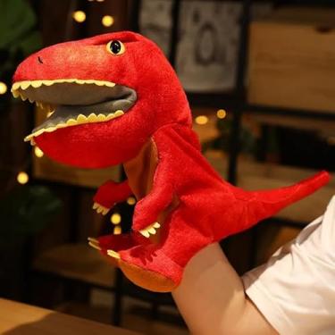 Imagem de Dinossauro de Mão, Fantoche de Mão Dinossauro de Pelúcia, Brinquedos de Pelúcia, Acessório Educacional, Desenvolvimento Cognitivo (TRex Vermelho)