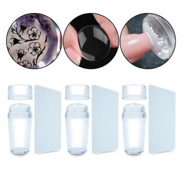 Imagem de Kit 3 Carimbos De Silicone Francesinha Unhas Com Raspador - Arte Seduc