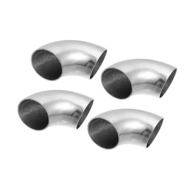 Imagem de ACROPIX 4 peças OD 2 polegadas 90 graus mandril curva cotovelo SS304 tubo de curva de aço inoxidável tubo de cotovelo de escape para carro modificado sistema de escape 5.1 cm tubulação prata tom peças