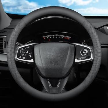 Imagem de XHRING Capa de volante de carro para Honda Civic Accord CRV HRV Pilot Passport Odyssey Insight Fit Ridgeline Clarity City LX EX EXL Si Hatchback Sport Hybrid Touring Accessories, couro 2024 preto