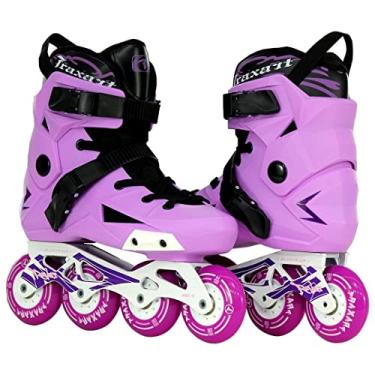 Imagem de Patins Inline Freestyle Traxart Revolt Lilas com Base Branca - 80mm ABEC-9