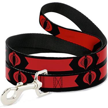 Imagem de Buckle-Down Coleira para animais de estimação com logotipo GI Joe Cobra/Listra Preta/Vermelha, 1,8 m x 3,8 cm