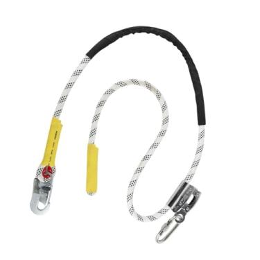 Imagem de Milageto Arborist Positioning Lanyard Corda resistente antiqueda com mosquetão de aço ajustável para escalada em árvores de construção, 3 Metros