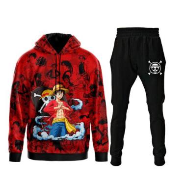 Imagem de Conjunto Moletom One Piece Monkey D Luffy Blusa Bolso Capuz - Dall Bel