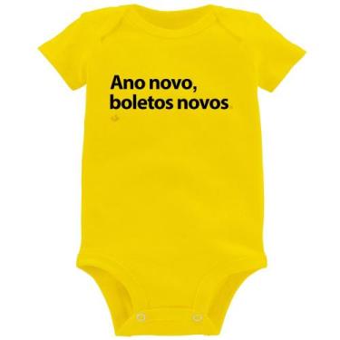 Imagem de Body Bebê Ano novo, boletos novos - Foca na Moda, Amarelo, M
