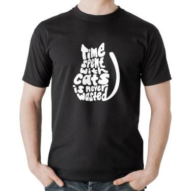 Imagem de Camiseta Algodão Time spend with cats is never wasted - Foca na Moda, 