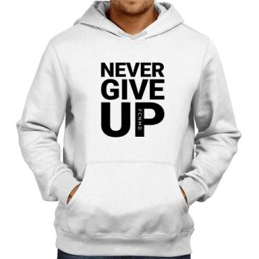 Imagem de Moletom Never give up - Foca na Moda, Branco, P