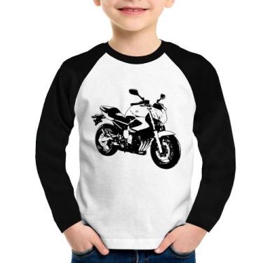 Imagem de Camiseta Raglan Infantil Moto XJ6 N Art Manga Longa - Foca na Moda, Br