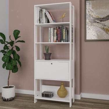 Imagem de Estante Para Livros Match 1 Porta 3 Prateleira Branco - Artely