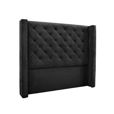 Imagem de Cabeceira Solteiro Vicenza Veludo Preta