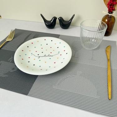 Imagem de Kit 6 Lugar Jogo Americano Retangular Mesa Posta Jantar Cozinha Sousplat Descanso De Prato Decorativo (Xícara Cinza)