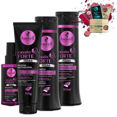 Imagem de Kit Haskell Cavalo Forte Hidra Sh, Cond 300ml Prot e Sérum