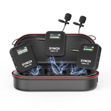 Imagem de SYNCO Sistema de microfone Lavalier sem fio, transmissão G2(A2) PRO Dual Channel de 1,5 m com saídas USB digitais para DSLR/iPhone/Android/PC/câmera de ação, microfones de lapela profissionais para