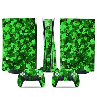 Imagem de Película de decalque para disco Ps5, capa adesiva de vinil de corpo inteiro para console e controle de disco PlayStation 5 (verde, disco PS5)