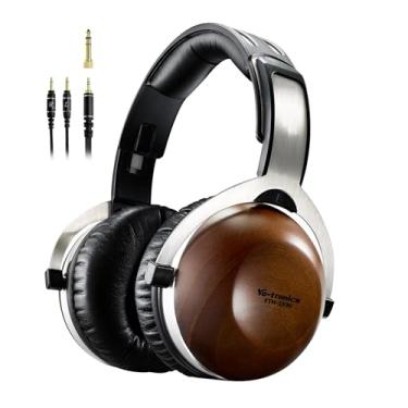 Imagem de Y YO-TRONICS Fones de ouvido de madeira de pinheiro sobre a orelha, áudio de alta resolução com driver dinâmico de 50 mm, parte traseira fechada, conector com fio de 3,5 mm, DAC, almofadas de veludo