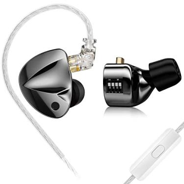 Imagem de KZ DFi IEM Eabuds sintonizável para audiófilo, KZ HiFi Dyanmic Driver in Ear Monitor de graves pesados no ouvido, fone de ouvido estéreo DJ (com interruptor, com microfone)