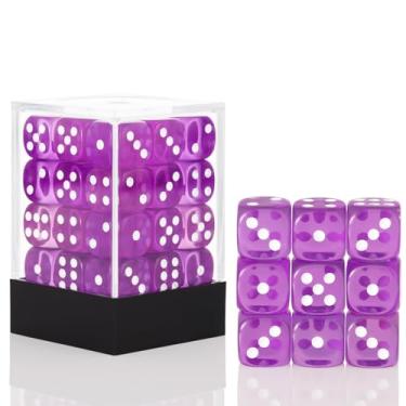 Imagem de 36 Pieces 12mm 6 Sided Dice Set,Translucent Colors D6 Game Dice Set,6 Sided Standard Game Dice for Board Games Dice Games Classroom Teaching Dices Game, with Portable Gaming Box(Purple)