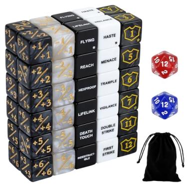 Imagem de 62PCS MTG Dice Counters Bulk Ability Keywords MTG Tokens Shield Life Counter Dice Set for Magic The Gathering, Compatible with MTG TCG Card Game Accessories CCG Creature Stats