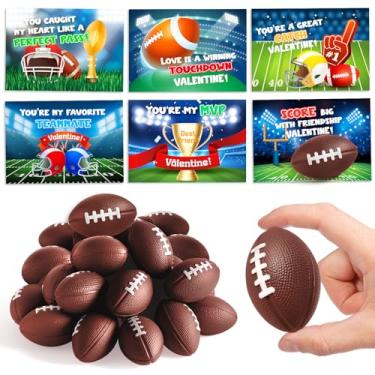 Imagem de LACCHOUFEE Presentes De Dia Dos Namorados Para Crianças, Pacote Com 30 Mini Bolas De Futebol Esportivo Antiestresse Com Cartões De Dia Dos Namorados Para Troca De Sala De Aula Infantil, Lembrancinha