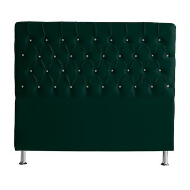 Imagem de Cabeceira De Cama Box Bella Casal 140 Cm Suede Botão Cristal Verde Eli Móveis E Decoração
