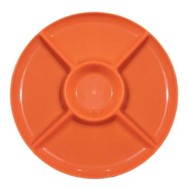 Imagem de Petisqueira De Plástico Laranja Com 4 Divisórias