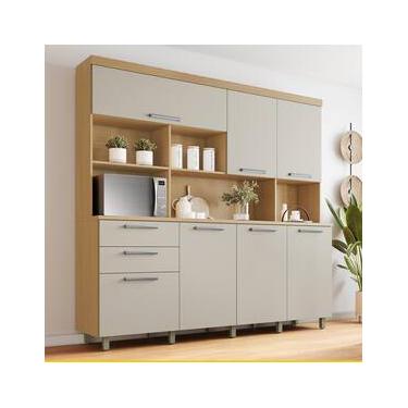 Imagem de Cozinha Compacta Nesher Nobreza com 7 Portas, 2 Gavetas e 4 Prateleiras - 210cm de largura