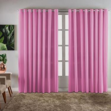 Imagem de Cortina Grande Ilhós Cromado 3 X 2.20 Oxford Para Quarto Sala Escritório(Rosa)