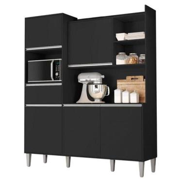 Imagem de Kit De Cozinha Compacta 160cm Isabel Com 5 Portas Preto