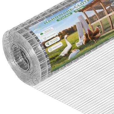 Imagem de BIRDSINYARD Pano de hardware de 40.6 cm x 3.0 m, cerca de arame de galinha de 1/5.1 cm, rolo de malha de arame de gaiola soldada galvanizado calibre 19, tela de gaiola de rede de animais de aves