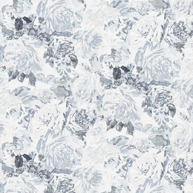 Imagem de Dimoon Papel de parede floral de 925 cm x 43,88 cm Boho azul branco papel de contato floral papel de parede removível para locatário amigável cozinha papel de parede prateleira forro de banheiro
