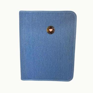 Imagem de Fichário Universitário Feminino Zíper Jeans Glitter A4 Kika - Kika Sty