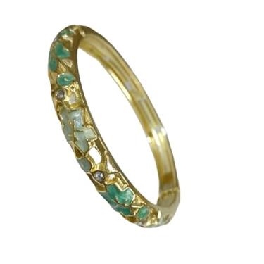 Imagem de Only My Live Home Pulseiras de punho articuladas com estrela esmaltada Cloisonne chinesa pequena para mulheres de pulso pequeno, joias étnicas a céu aberto, Inner Diameter 2.25 inch wide 0.31 inch