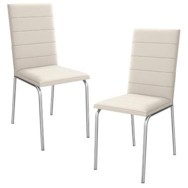 Imagem de Kit 2 Cadeiras Cromada Sala Jantar Corino Kappesberg Nude