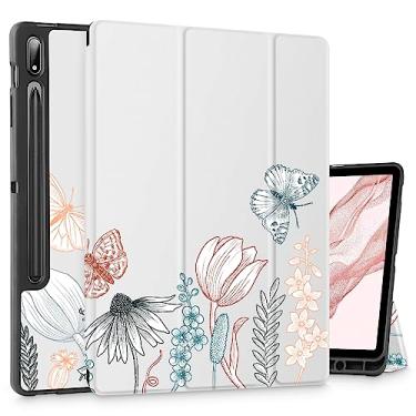 Imagem de Tuiklol Capa para Samsung Galaxy Tab S9 FE Plus e Tab S9 Plus 12,4 polegadas versão 2023 suporte embutido S-Pen, capa rígida fina com suporte de três dobras para despertar/hibernar automaticamente,