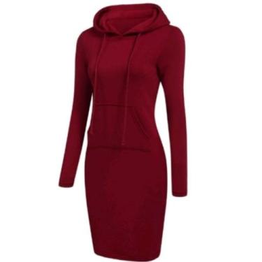 Imagem de Vestido de Moletom Slim Com Capuz - Manchur, Vermelho, P