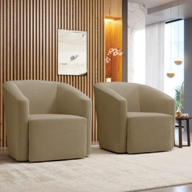 Imagem de Poltrona Decorativa Base Giratória Kit 2 Stella Max Suede D03 - D'Ross