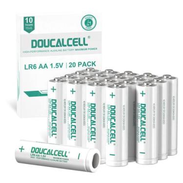 Imagem de Baterias AA Doucalcell, potência máxima de 1,5 V, pacote com 20