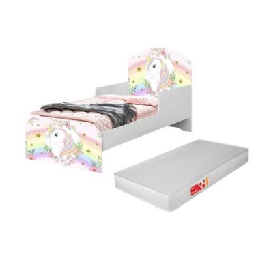 Imagem de Cama Infantil Bebê Menina Menino com Colchão Adesivada Crianças Casinh