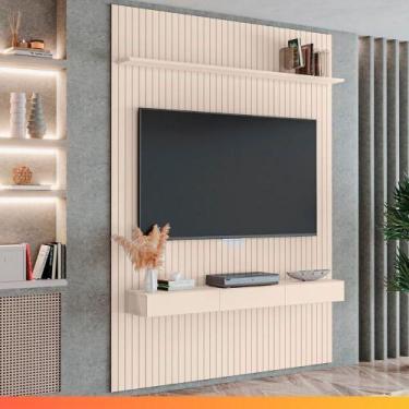 Imagem de Painel Para Tv Até 70 Polegadas 1,80x2,40m Ripado Com Nicho Arbo Off W