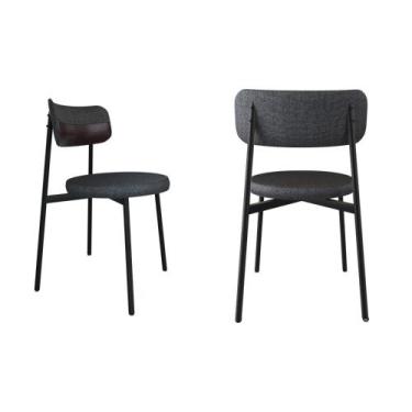 Imagem de Conjunto 2 Cadeiras de Jantar Kyta Tecido Mesclado Est.Preta - Metalig