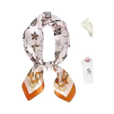 Imagem de Lenço Quadrado De Seda Satin Para Mulheres, Hijab, Estampa Fashion, Fa