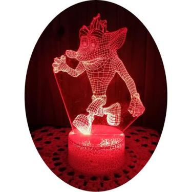 Imagem de Lâmpada 3D Illusion Crash Bandicoot 7 cores LED - Lightbek Official St