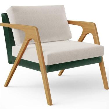 Imagem de Poltrona Para Sala Estar Pietra Facto Verde Musgo Linho Cru - LYAM DEC