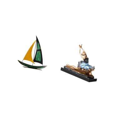 Imagem de Fenteer Escultura de Bailarina de Ferro em, Enfeite de Mesa, Coleção de Decoração Feng Shui, Estatueta Decorativa para Mesa, Centro de Mesa, Estante D