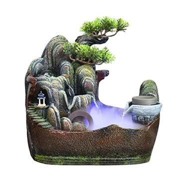 Imagem de XFNVXC Fonte de mesa para interior Fonte de água de mesa Rockery Stone Waterscape decoração de casa mesa centro de mesa presentes relaxantes com bomba de água e bola giratória fonte de água